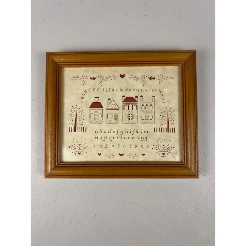 Designs With Scissors 1990 Scherenschnitte Framed Paper Cut Art Red Signed